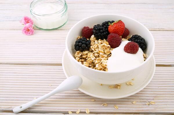 yogurt, berries, and oats